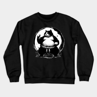 Sumo Cat Wrestler Sumie Enso Circle Japanese Brushstroke Crewneck Sweatshirt